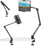 Zenct plan&scaron;etinio kompiuterio stovas su 3 rankenėlėmis, nuimamas itin ilgas metalinis stovas 100 cm, stabilus stalinio kompiuterio plan&scaron;etinio kompiuterio laikiklis, skirtas Ipad Pro 12.9, Air Mini ir kitiems įrenginiams nuo 4.7-12.9 colių (juodas)