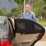 2 x automobiliniai saulės skydeliai kūdikiams, automobilio langų kojinės su apsauga nuo Uv spindulių kūdikiams ir tėvams, universalus saulės skydelis
