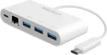 Macally Uc3hub3gbc 3.1 Usb-c į 3 prievadų Usb-a gigabitinis eternetas ir Usb-c įkrovimo adapteris