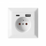 Orno Viengubas elektros lizdas 2P+Z su USB-A ir USB-C i&scaron;vestimis