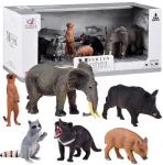 Figūrėlės gyvūnai dramblys meerkat raccoon 6pcs