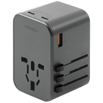 ENERGEA laidinis įkroviklis 1xUSB+2xUSB-CPD-PPS-QC 3.0 65W 1A2C adapteris 4in1 US/UA/EU/UK pilkos spalvosl Travelworld Adapteris GaN65W