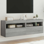 TV staliukas Sieninės TV spintelės su LED, 2vnt., pilka ąžuolo, 60x30x40cm