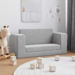 Vaiki&scaron;ka dvivietė sofa-lova, &scaron;viesiai pilka, mink&scaron;tas pliu&scaron;as