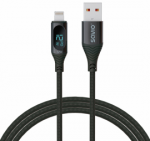 Kabelis Savio USB-A Male - Lightning Male with Digital Ekranas 1m