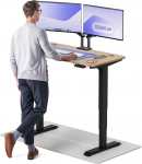 Elektrinis reguliuojamo auk&scaron;čio stalas Desktronic HomePro Bambukas/Juodas, 120x60cm, Dvigubas motoras, USB ir USB-C įkrovimo lizdai