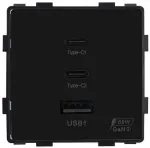 Greito krovimo rozetė Feelspot su USB+C+C jungtimis, 65W, juoda