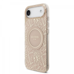 Guess IML Flowers Allover Strap MagSafe dėklas skirtas Apple iPhone Air rožinės spalvos