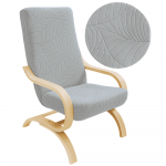 &Scaron;viesiai pilkos spalvos fotelio užvalkalas su reljefiniu lapų ra&scaron;tu