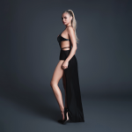 Allure Take Me Vinyl & Mesh Bodysuit with Flirty Skirt L Juodas