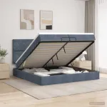 Otmana lova su matracsu ir LED Tamsiai pilka 200 x 200 cm