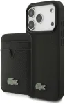 Lacoste Iconic Petit Pique MagSafe dėklas + piniginė, skirta iPhone 18 Pro, juoda
