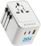 decqle universalus kelioninis maitinimo adapteris su 2 USB-C PD 20 W ir USB-A, DQZ9