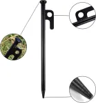 Quixotical 8 vnt. palapinių kuoliukų rinkinys, plieniniai kuoliukai, 20 cm stabilūs stovyklavimo palapinių kuoliukai, didelio stiprumo kuoliukai su kabliuku ir skylute, idealūs stovyklavimui, kelionėms ir lauko veiklai