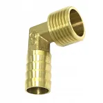 Sutankintas varinis sodo žarnos jungties alkūninis sujungimas 90 laipsnių kampu, 14 mm žarna, 20 mm x 14 mm
