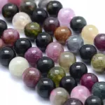 Turmalino karoliukai 4mm, spalvotas miksas, 5 vnt.