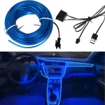 5m Led juosta automobiliui, mėlyna, 5v Usb, salono ap&scaron;vietimas