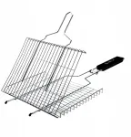 Nerūdijančio plieno bbq grilio krep&scaron;ys su rankena, grilio tinklelis 62.5x35 cm