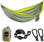Anortrek Lauko hamakas 2 asmenims 300 x 200 cm [249 kg apkrova] Itin lengvas - stovyklavimo reikmenys su dirželiais medžiui, kvėpuojantis nailoninis kelioninis hamakas žygiams ir sodui