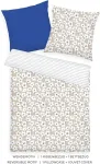 Tom Tailor renforc&eacute; patalynės komplektas, 70 x 90 cm + 140 x 200 cm, 100% medvilnė/renforc&eacute;, su reversiniu motyvu ir spalvotu užtrauktuku, fresh flowers mėlynas, beige (cobalt & sunny sand)