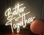 Dakabuka Better Together &scaron;iltai baltos spalvos led neoninės vestuvių dekoracijos nuotakoms, sienų dekoracijos, sužadėtuvėms, jubiliejams, su reguliuojamu jungikliu, 5v, maitinamas usb (33 x 30 cm)