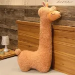Moose 75 cm alpakos pliu&scaron;inis žaislas, mink&scaron;tas žaislas ilgu kaklu, pagalvė miegui ant &scaron;ono, namų dekoracija, kim&scaron;tinis žaislas, animacinis gyvūnas, lama, dovana merginai, vaikams, vaikinui, mylimajam (ruda)