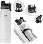 Rockbros Vandens butelis Terminis puodelis Dviračio 620 ml Gertuvė Termosas Baltas