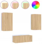Svetainės sienelė Led Rgb ąžuolas sonoma - 4 vnt. - i&scaron; viso 30,5 x 35 x 80 cm