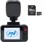 Automobilinis vaizdo registratorius PNI Voyager S2500 kameros komplektas, WiFi, 4K UHD, 2 colių ekranas ir 128GB Micro SD atminties kortelė komplekte