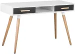 Beliani Ra&scaron;omasis stalas FRISCO 120 &times; 45 cm su stalčiais, pilkas
