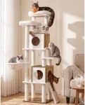 Songmics Medžio imitacijos kačių draskyklė su 2 guoliais, 6 lygiais ir sizalio stulpu