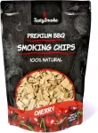 Tastysmoke&reg; auk&scaron;tos kokybės vy&scaron;ninės medienos drožlės rūkymui - 100% natūrali mediena intensyviam dūmų skoniui, idealiai tinka Bbq, rūkykloms, griliams - 750g medienos rūkymui mėsai, žuviai, daržovėms