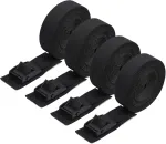 4 tvirtinimo diržų pakuotė, juodi, 2,5 cm x 2 m reguliuojami tvirtinimo diržai su užspaudimo užraktu ir pamink&scaron;tinimu, automobiliui, laukui, stovyklavimui, bagažo pakuotėms