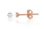 Auksiniai auskarai vinukai, Raudonas Auksas, Cirkonai - 2 mm. - 0.22 g.