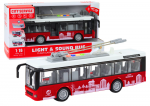 Lean Toys Troleibusas 1:16 &Scaron;viesos Garsai Baltas/Raudonas
