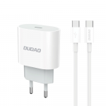 Dudao A14EUC PD 20W USB-C laidinis įkroviklis su kabelis - baltos spalvos