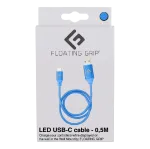 &bdquo;Floating Grip&ldquo; 0,5M LED USB-C laidas (mėlynas)