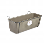 Lumarko Stefanplast Balkonų gėlių dėžutė su metaliniu laikikliu Natūrali 50x18x16cm ruda