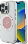 Originalus Dėklas GUESS IML Metal Colored Circle Classic Logo MagSafe skirtas Apple iPhone 16 Pro rožinės spalvos