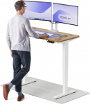 Elektrinis reguliuojamo auk&scaron;čio stalas Desktronic HomePro Ąžuolo masyvas/Baltas, 120x60cm, Dvigubas motoras, USB ir USB-C įkrovimo lizdai