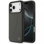 Dėklas Mercedes Leather Large Laurel Leave MagSafe skirtas Apple iPhone 17 Pro Max antracito spalvos