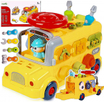 Malplay Surenkamas lavinamasis mokyklinis autobusas su vairu ir garsu