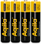 &bdquo;Aqiila&ldquo; &ndash; įkraunamos USB-C baterijos &ndash; AAA dydis &ndash; 600 mAh &ndash; 4 vnt. pakuotėje