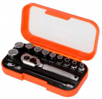 Bahco 1/4" Square Drive Socket Set with Metric Bi-Hex Profile - 13 Pcs