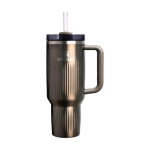 Stanley Termosinis puodelis su &scaron;iaudeliu The Quencher H2.0 Fluted Tumbler 1.18L blizgios tamsiai pilkos spalvos
