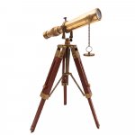 Mirtop Retro žalvarinis teleskopas ant medinio trikojo, dovana jūreiviui