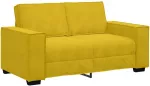 Sofa Dviejų dalių sofos komplektas su pagalvėlėmis, geltonas aksomas