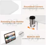 Koduva Mobilus reguliuojamo auk&scaron;čio kompiuterio stalas su ratukais, balta