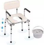 Kilnojamas tualeto krėslas su mink&scaron;ta sėdyne. apkrova 158.8kg. 5.8 l kibiras