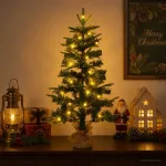 Mini Kalėdų medis 45 cm 25 LED &Scaron;ilta balta PVC ir PE Žalia